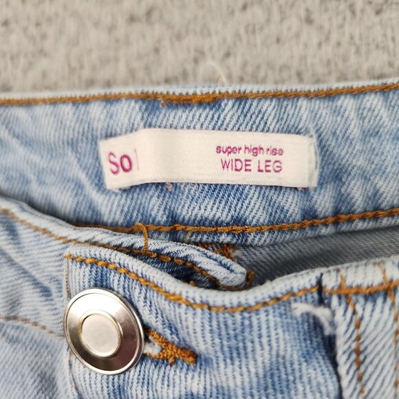 Ribcage Wide Leg Distressed Jeans Womens 24x30 Light Blue High Waist Rise - Picture 8 of 9